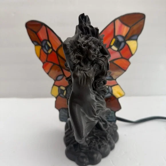 Tiffany Style Stained Glass Fairy Table Butterfly Lamp8”